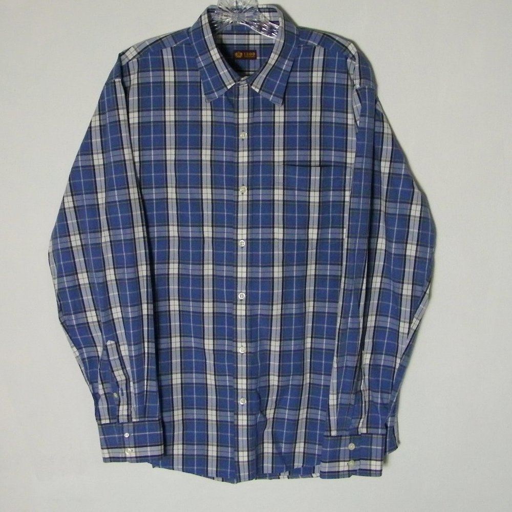 IZOD Men's Long Sleeve Blue Stripes Shirt Size L